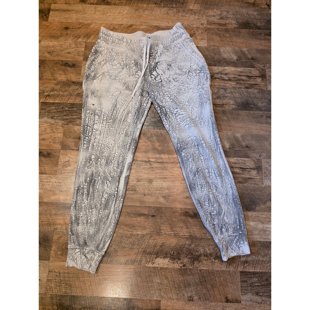 Lululemon Scuba High Rise Jogger White Grey Crackle Print Sweatpants Size 8